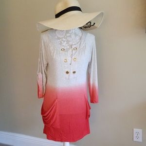 Mandarin blue tie dye cover up beach dress